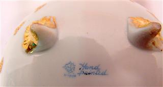 ANTIQUE PORCELAIN HAIR RECEIVER POWDER BOX VANITY SET MORIMURA NIPPON PINK ROSES